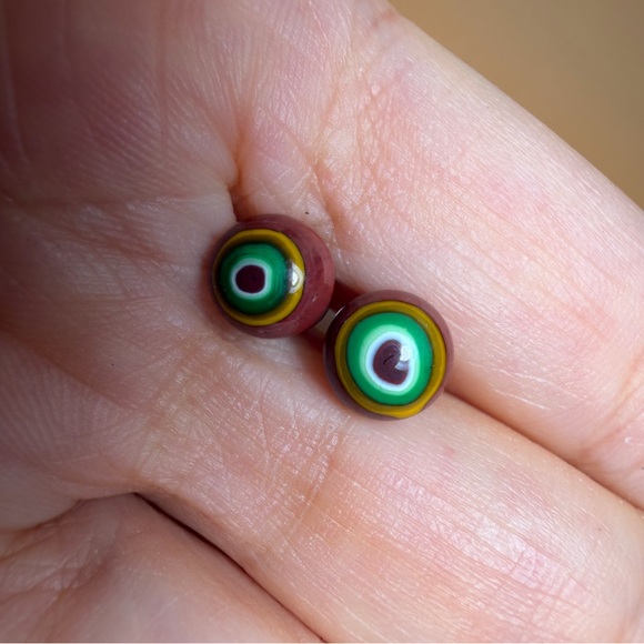Colorful Stud Earrings - Evil Eye Design - Picture 4 of 8